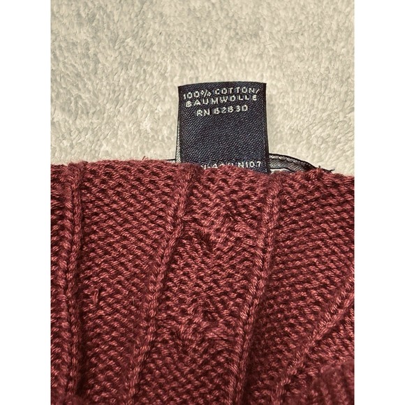 Vintage Lands End Sweater Mens XL 100% Cotton Maroon Pullover Crewneck - Picture 8 of 8